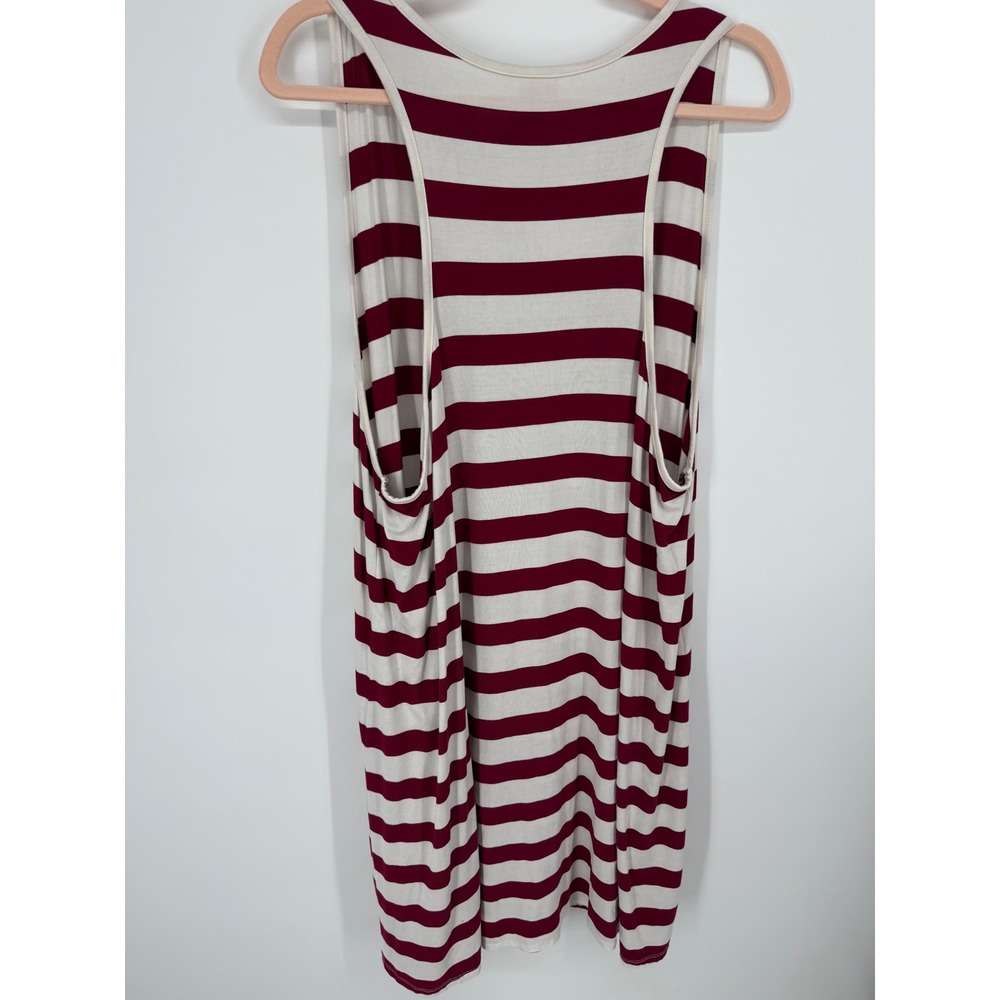 Soma Striped Sleeveless Dress Sleep Shirt Women XXL Burgundy Cream Racerback - Picture 6 of 8